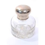 Large Victorian cut glass inkwell of circular form,