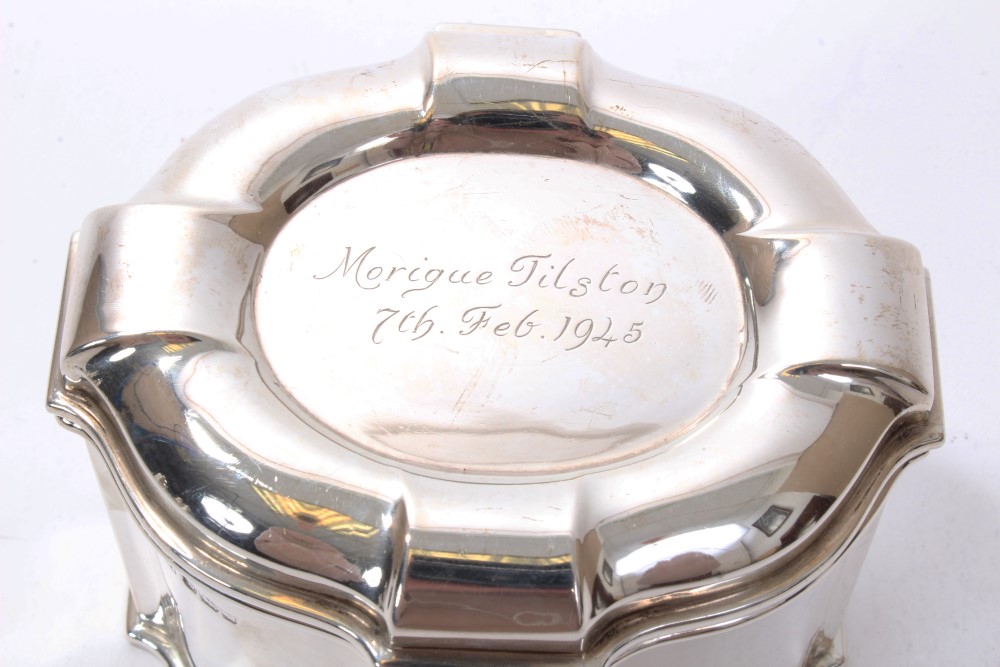 George V silver tea caddy of octagonal form, - Image 2 of 5