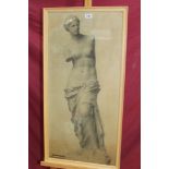 Victorian English School pencil study - a classical female statue,