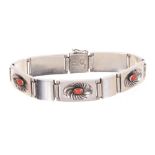 Georg Jensen silver and coral bracelet,