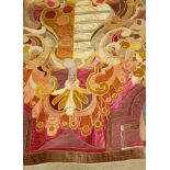 Five quality contemporary embroidered wall hanging with figural and erotic themes in coloured