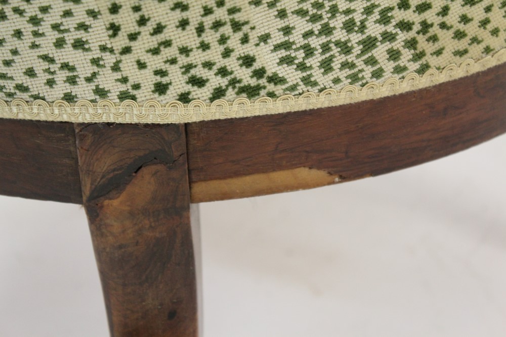 Victorian rosewood tub chair with cream and green print upholstery, - Image 5 of 5