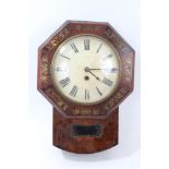 Early 19th century wall clock with spring-driven timepiece movement and white painted wooden dial