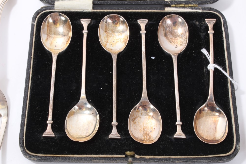 Selection of Georgian and later miscellaneous silver flatware - including spoons, forks, - Image 2 of 8