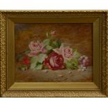 Charles Archer (1855 - 1931), oil on canvas - still life of roses and grapes, signed, in gilt frame,