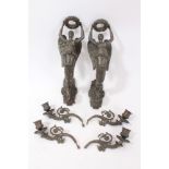 Pair of 19th century French bronze wall lights,