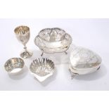 Victorian silver butter shell (Sheffield 1894), George V silver bonbon dish of flower-head form,