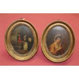 English School, early 19th century, pair of oils on panel portraits - the first depicting a lady,