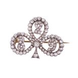 Unusual Victorian diamond brooch in the form of a club containing the numbers 829,