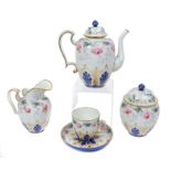 19th century French Napoleon III Imperial Sèvres part cabaret set - comprising coffee pot and cover,