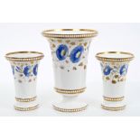 Garniture of three Regency Spode vases, circa 1820,