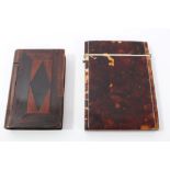 19th century blond tortoiseshell card case with hinged cover, 10cm high,