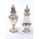 American sterling silver sugar caster of urn form, with spot-hammered finish,