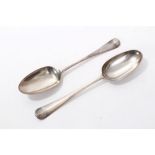 Late George II silver Hanoverian pattern tablespoon with engraved initials (London 1758), maker - R.