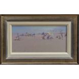 *Fred Cuming (b. 1930), oil on board - Heatwave, signed, framed, 15cm x 30cm.