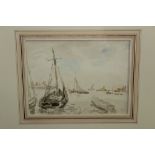 Philip Connard (1875 - 1958), watercolour - Coming Into Harbour, signed, in glazed gilt frame,