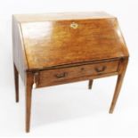 Good 18th century burr-wood clerks' desk with hinged fall enclosing architectural stepped interior