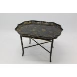 Rare early 19th century black lacquered tray by Henry Clay, of shaped form,