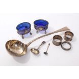 Pair early Sheffield Assay silver salts of oval form, with pierced chain-link decoration,