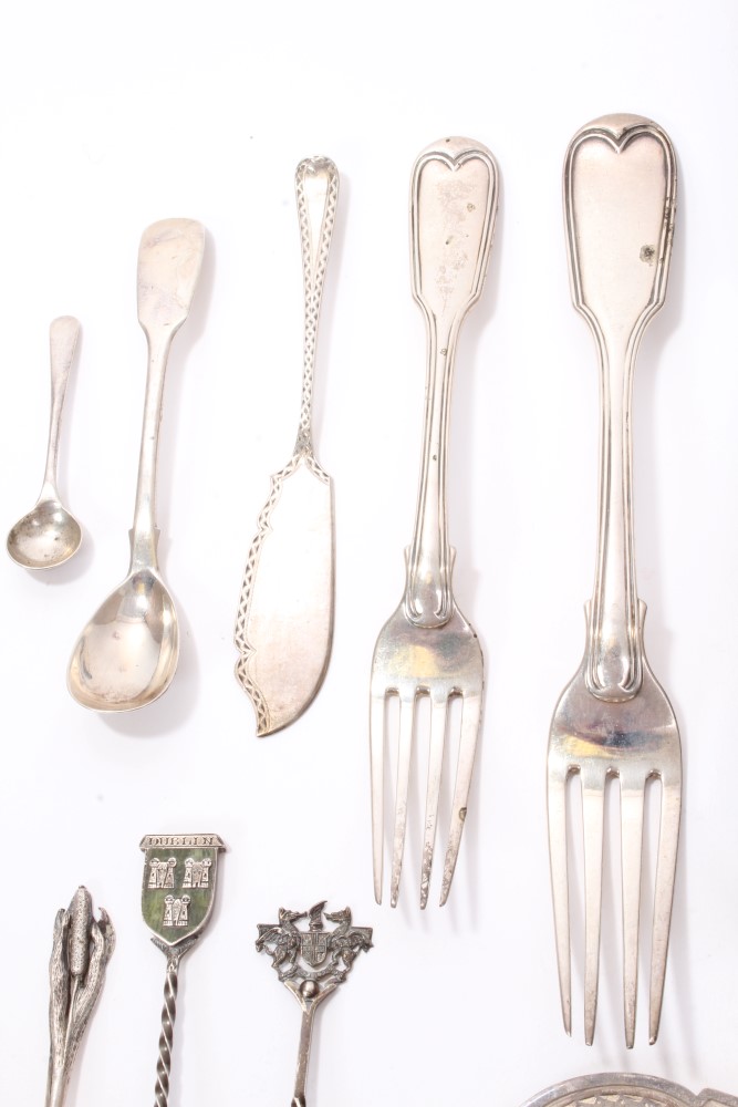 Selection of Georgian and later miscellaneous silver flatware - including spoons, forks, - Image 5 of 8