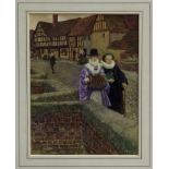 Eleanor Fortescue Brickdale (1871-1945), watercolour - The Village Walk, initialled,