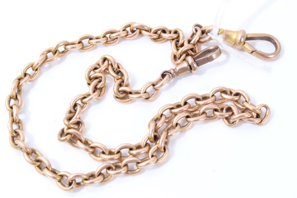 Edwardian 9ct rose gold chain with Mariner-style oval links, - Image 2 of 2
