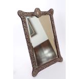 Fine quality early Edwardian silver mounted dressing table mirror of vertical rectangular form,