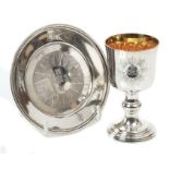 George IV silver travelling communion paten of footed circular form,