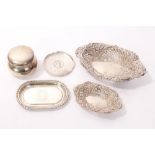 Selection of miscellaneous Edwardian and later silver - including two pierced dishes, pin tray,