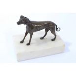 Early 19th century bronze figure of a greyhound, on a marble base,