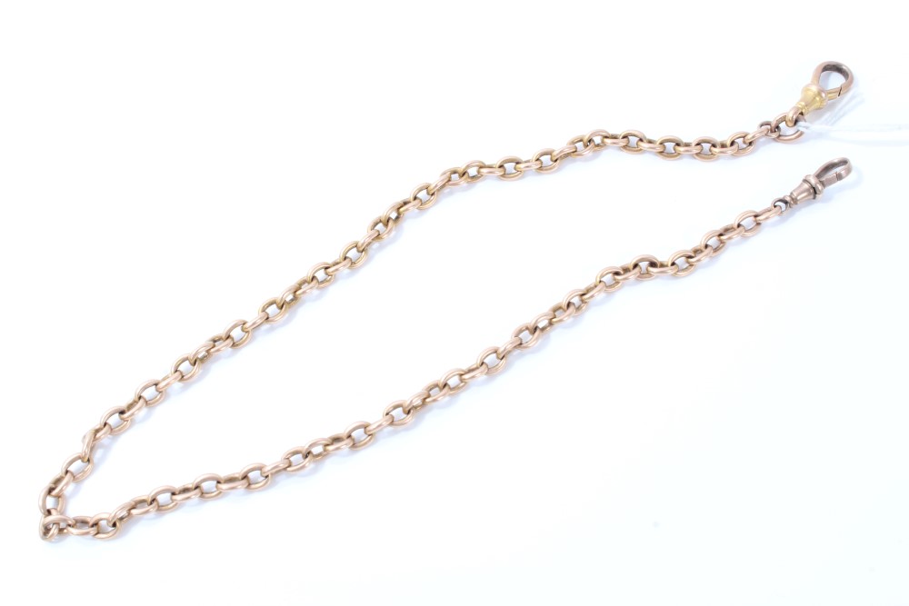 Edwardian 9ct rose gold chain with Mariner-style oval links,