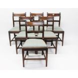 Set of six Regency mahogany and boxwood line-inlaid bar back dining chairs,