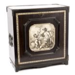 Extremely rare and fine 19th century Italian ebony and ivory table cabinet by Ferdinando Pogliani
