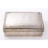 Edwardian silver cigarette box of rectangular form,