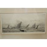 William Lionel Wyllie (1851 - 1931), signed etching - Yachts racing, Cowes, in glazed frame,