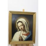 19th century German School oil on canvas - The Madonna and Child, labels verso, in gilt frame,