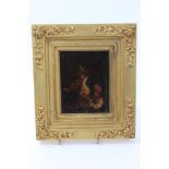 17th / 18th century oil on panel - two musicians, in gilt frame, 14cm x 10.