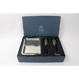 HM Queen Elizabeth II - presentation pair champagne flutes with Royal ciphers and silver plated