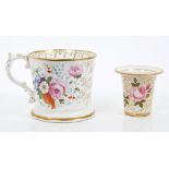 Victorian Coalport mug inscribed in gilt 'John Colly Mr Miner Macanick Shut End',