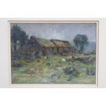 John Sydney Steel (1863 - 1932), oil on panel - A Farmyard, signed, mounted, 24cm x 33.