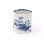 18th century Chaffers Liverpool blue and white coffee can with Chinese fence decoration,