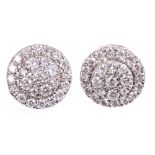 Pair 18ct white gold and diamond cluster earrings,