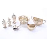 Selection of miscellaneous Victorian, Edwardian and later silver - including salt and pepper,