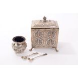 Late 19th / early 20th century Indian white metal tea caddy of rectangular form,