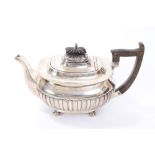Late Victorian silver teapot of compressed baluster form,
