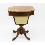 Good Victorian figured walnut worktable, the shaped rectangular top with moulded edge,