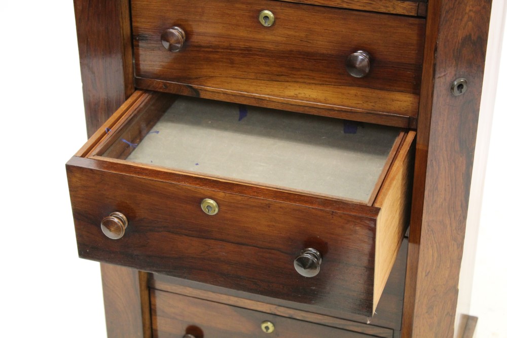 Fine early Victorian rosewood chest with locking stile and seven graduated drawers, - Image 3 of 6
