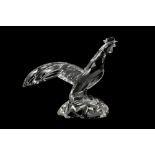 Impressive Baccarat Art Deco-style clear crystal glass model of a crowing cockerel,