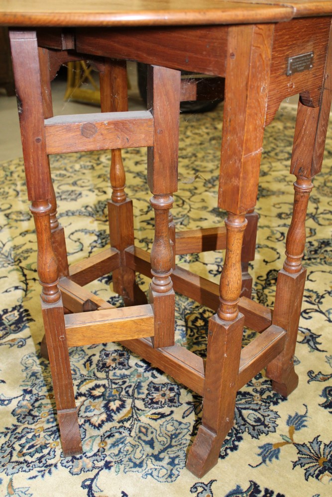 The Royal Yacht 'Osborne' - small oak oval drop-leaf table with end drawer, - Image 3 of 5