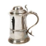 George III silver tankard of tapering cylindrical form, with band of reeded decoration,